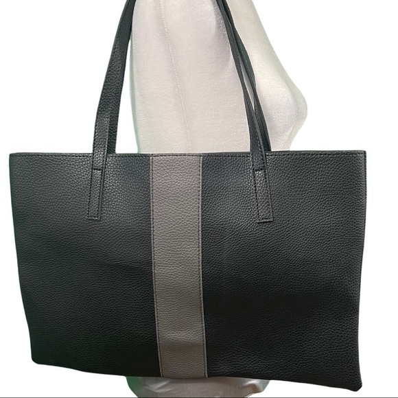 Vince Camuto Black Satchel Vegan Leather Bag Workwear Minimalist Style Office - Picture 1 of 3